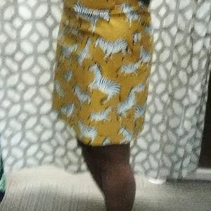 Gold zebra print pencil skirt